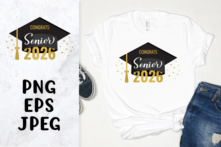 Senior 2026 Sublimation. Graduation cap. Class of 2026