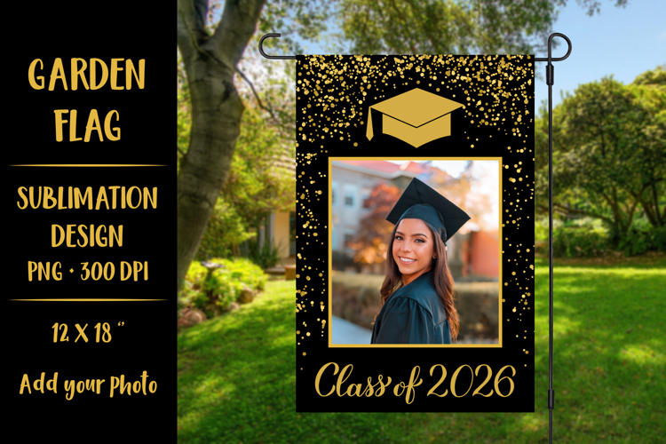Graduation Class of 2026 garden flag sublimation design