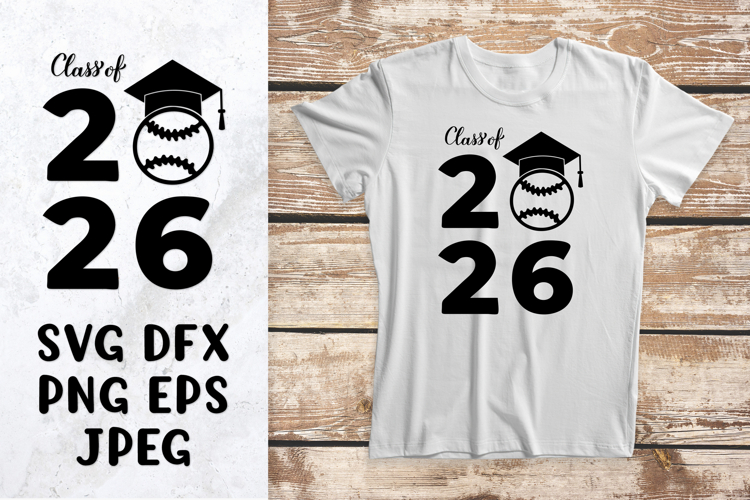 Class of 2026 SVG. Baseball ball. Graduation shirt design