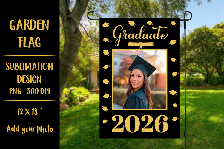Customizable Graduation 2026 garden flag sublimation design