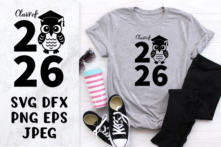Class of 2026 SVG. Graduation owl with hat shirt design