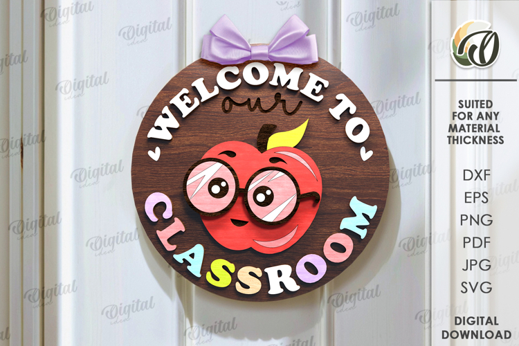 Classroom Door Sign Laser Cut. School SVG