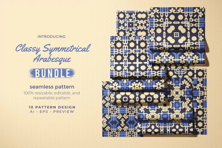 Classy Symmetrical Arabesque - Seamless Pattern