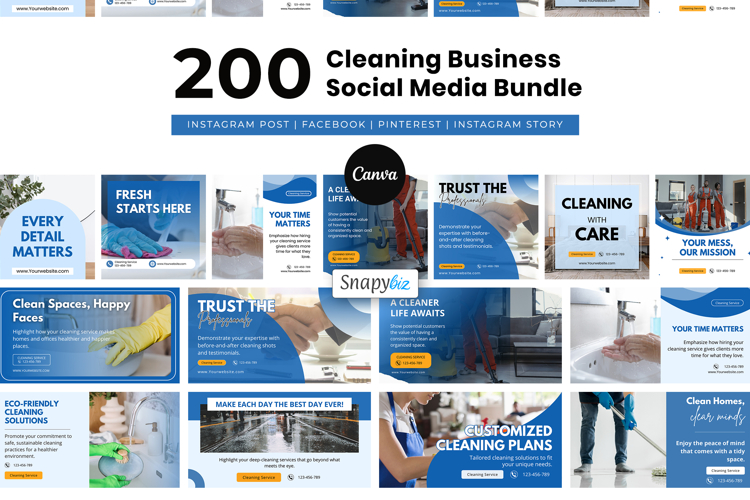 Cleaning Business Social Media Canva Template Bundle