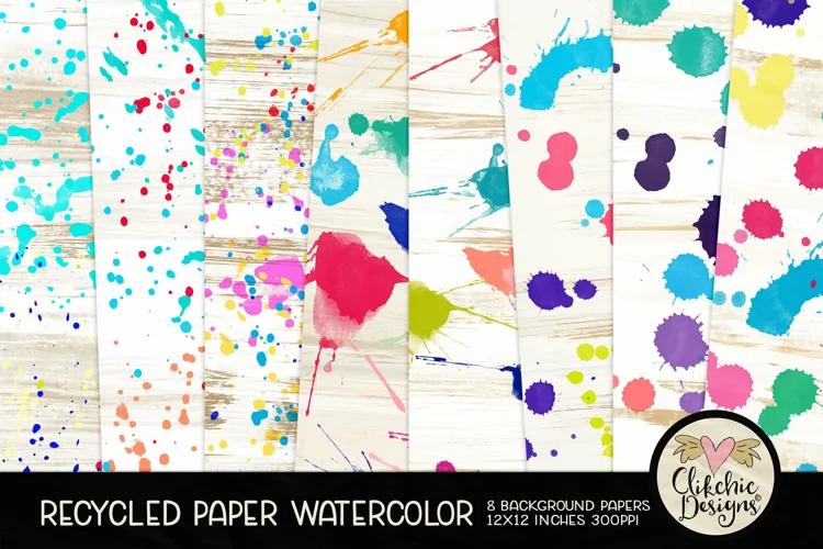 Watercolor Background Paper - Recycled Craft Paper Splatters
