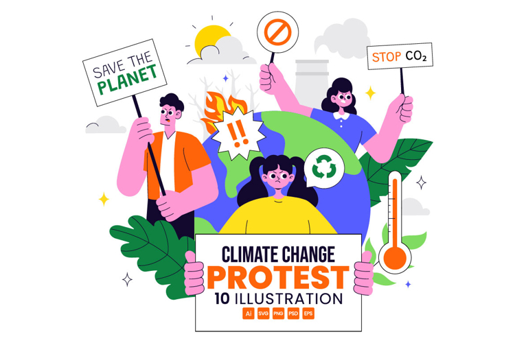 10 Climate Change Protest Illustration