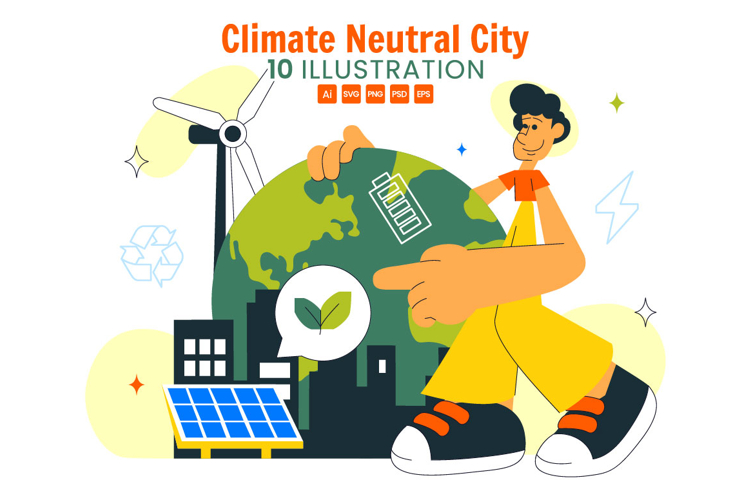 10 Climate Neutral City Illustration