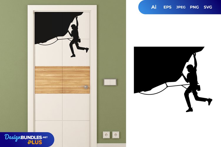 Woman Rock Climbing Over The Door Sticker