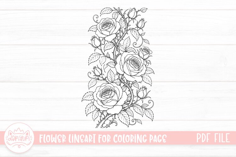 Rose Flower Coloring Book PDF Ready To Print example image 1