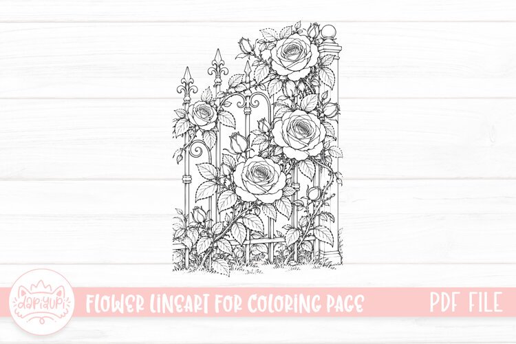 Rose Flower Coloring Book PDF Ready To Print example image 1