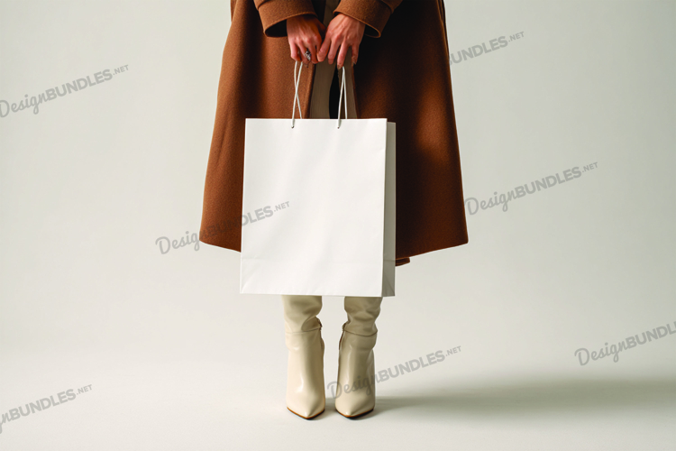 Girl holding tote bag mockup