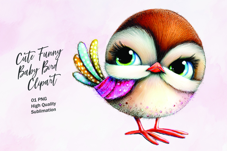 Cute Funny Baby Birds Clipart Sublimation PNG