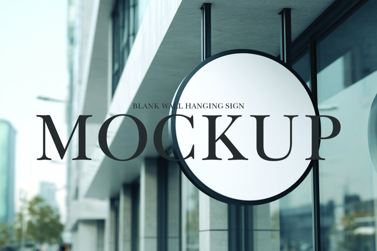 Blank wall hanging sign mockup example image 1