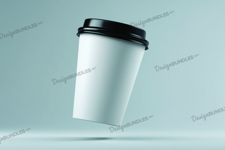 Coffee cup with black lid mockup
