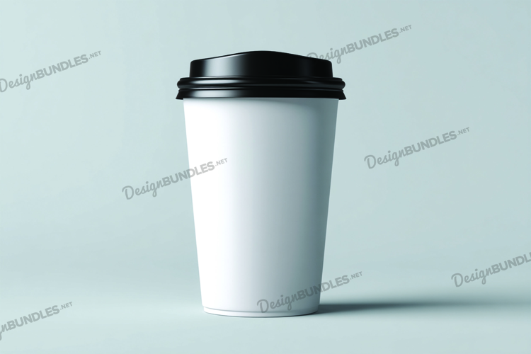 Coffee cup with black lid mockup