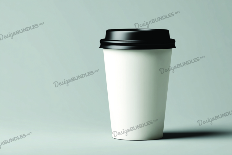 Coffee cup with black lid mockup
