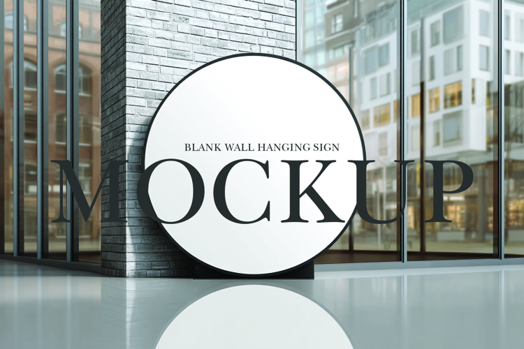 Blank wall hanging sign mockup