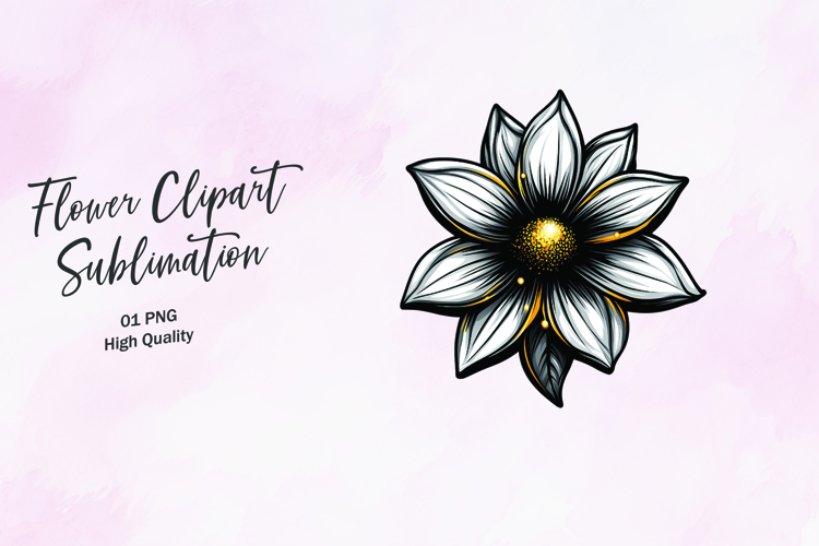 Flower Clipart Black And White Image 5