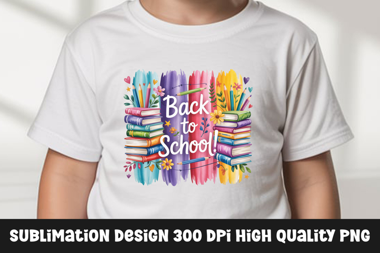 Back to school watercolor clipart sublimation design example image 1