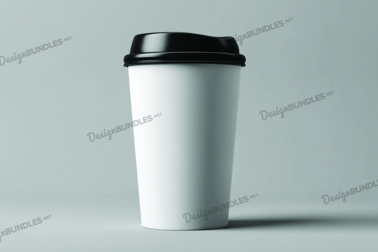 Coffee cup with black lid mockup