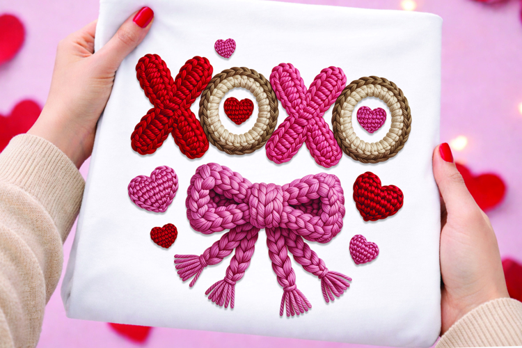 Be Mine Yarn Typography with Crochet Bow