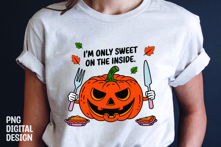 Fall Sarcastic Quote Pumpkin T-Shirt Sublimation Design example image 1
