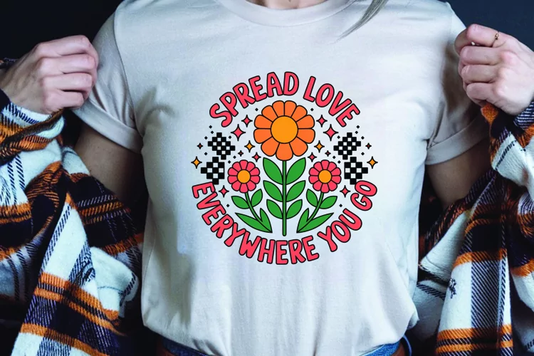 Positive saying quote with flower t-shirt sublimation png