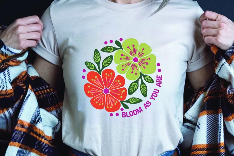 Positive saying quote with flower t-shirt sublimation png