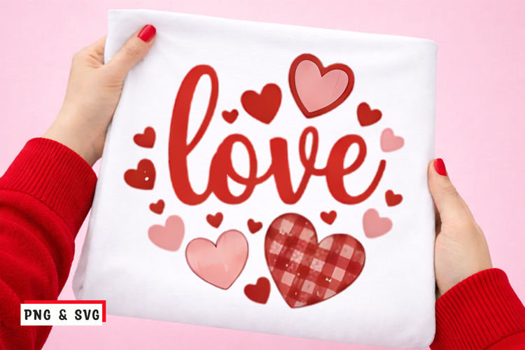 Love Valentine PNG SVG Cute Love Typography with Hearts