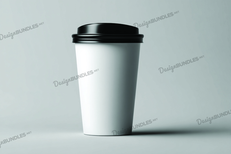 Coffee cup with black lid mockup