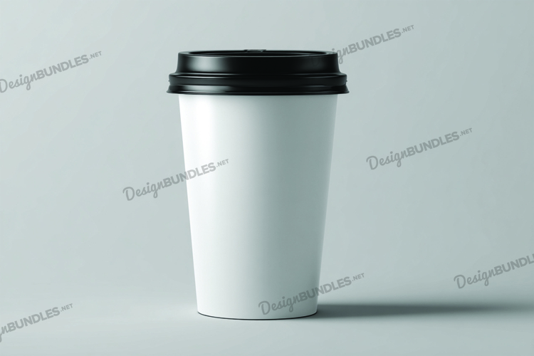 Coffee cup with black lid mockup example image 1