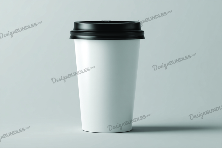 Coffee cup with black lid mockup