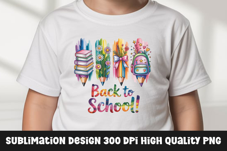 Back to school watercolor clipart sublimation design example image 1