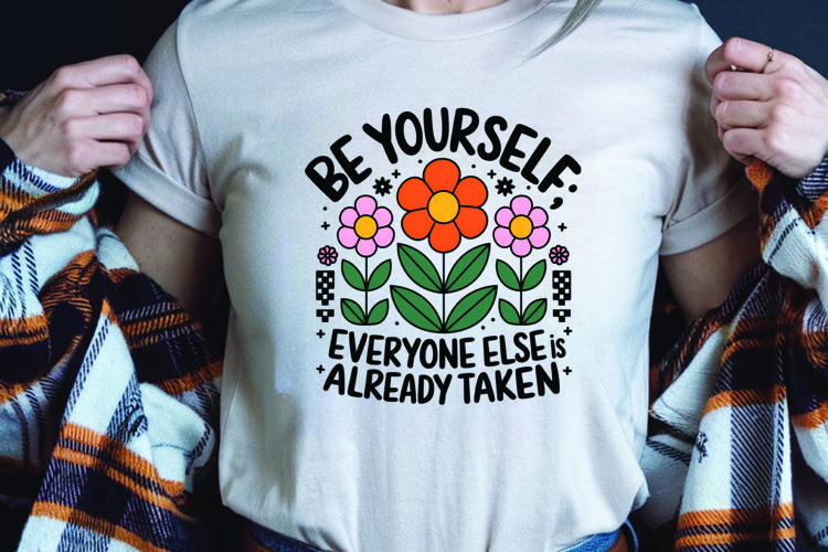 Positive saying quote with flower t-shirt sublimation png example image 1