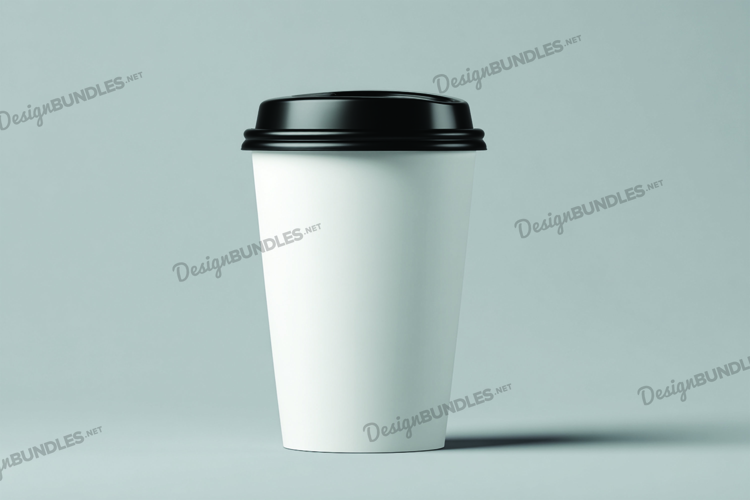 Coffee cup with black lid mockup
