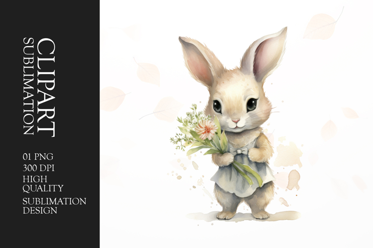 Watercolor Bunny clipart sublimation