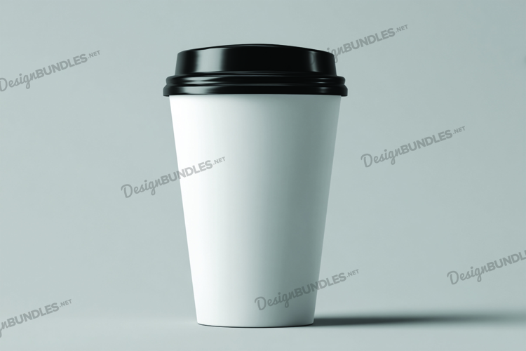 Coffee cup with black lid mockup