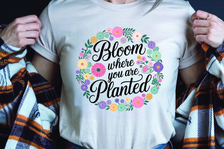 Positive saying quote with flower t-shirt sublimation png