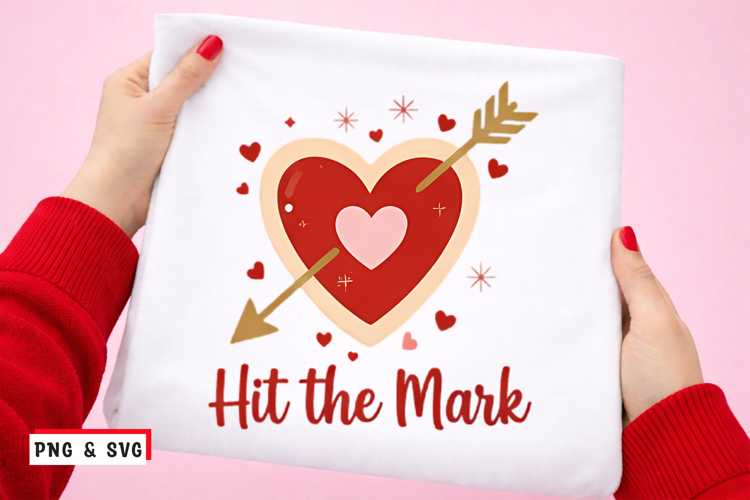Hit the Mark Valentine PNG SVG Cute Heart Arrow Love Design