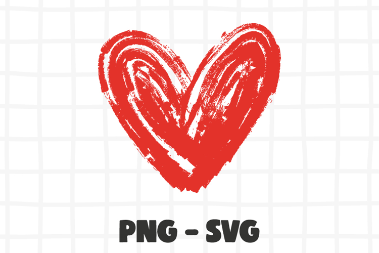 Hand Drawn Heart SVG, Red Heart PNG Clipart.