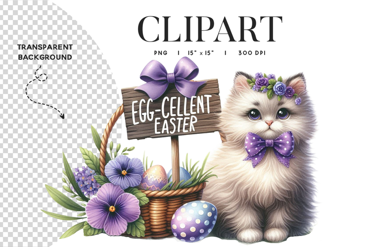 Easter Cat Clipart PNG