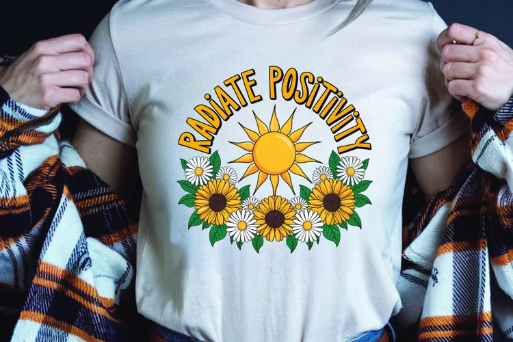 Positive saying quote with flower t-shirt sublimation png