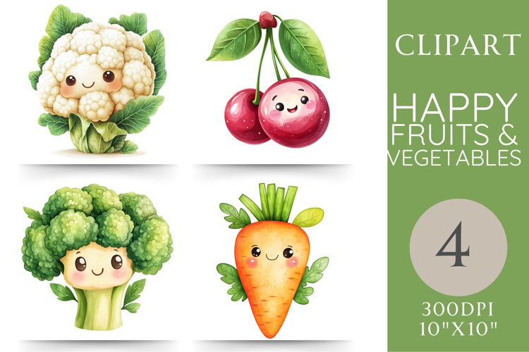 Happy Fruit and Veg Clipart 4 PNG Images