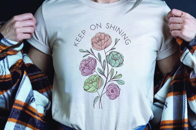 Positive saying quote with flower t-shirt sublimation png
