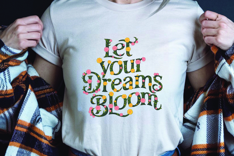 Positive saying quote with flower t-shirt sublimation png example image 1