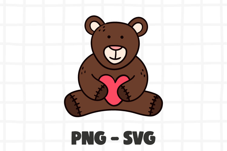 Valentines Teddy Bear PNG Clipart. Teddy Bear SVG example image 1