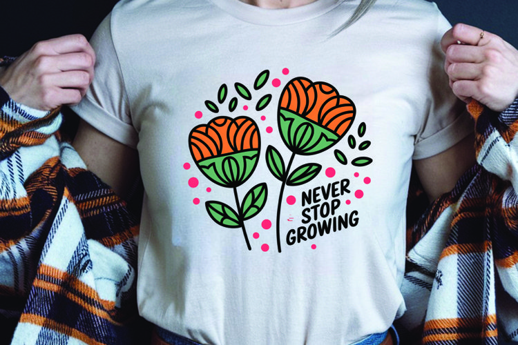 Positive saying quote with flower t-shirt sublimation png