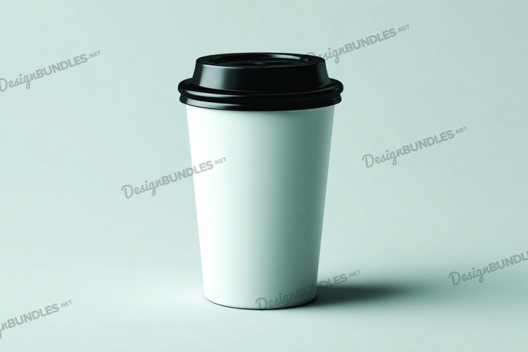 Coffee cup with black lid mockup