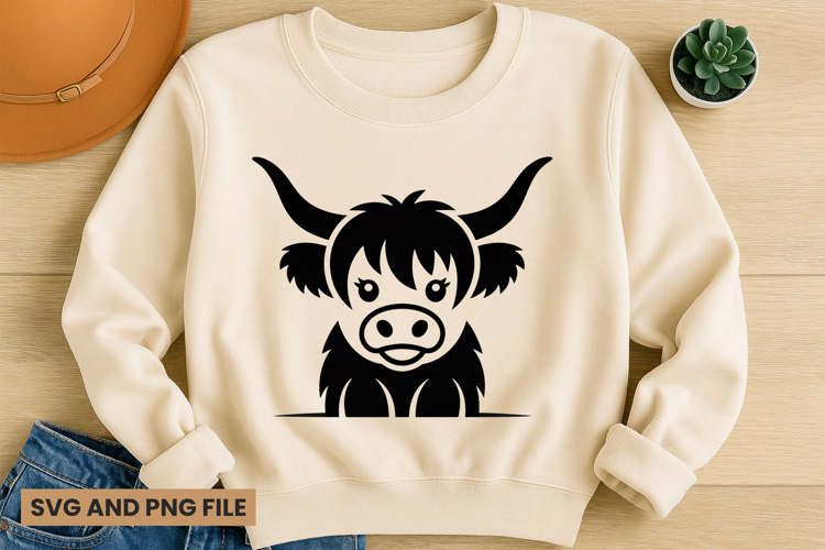 Highland Cow SVG Design for T-Shirts and Mugs