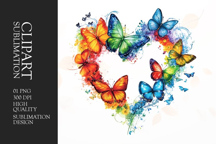 Floral Butterfly Heart clipart